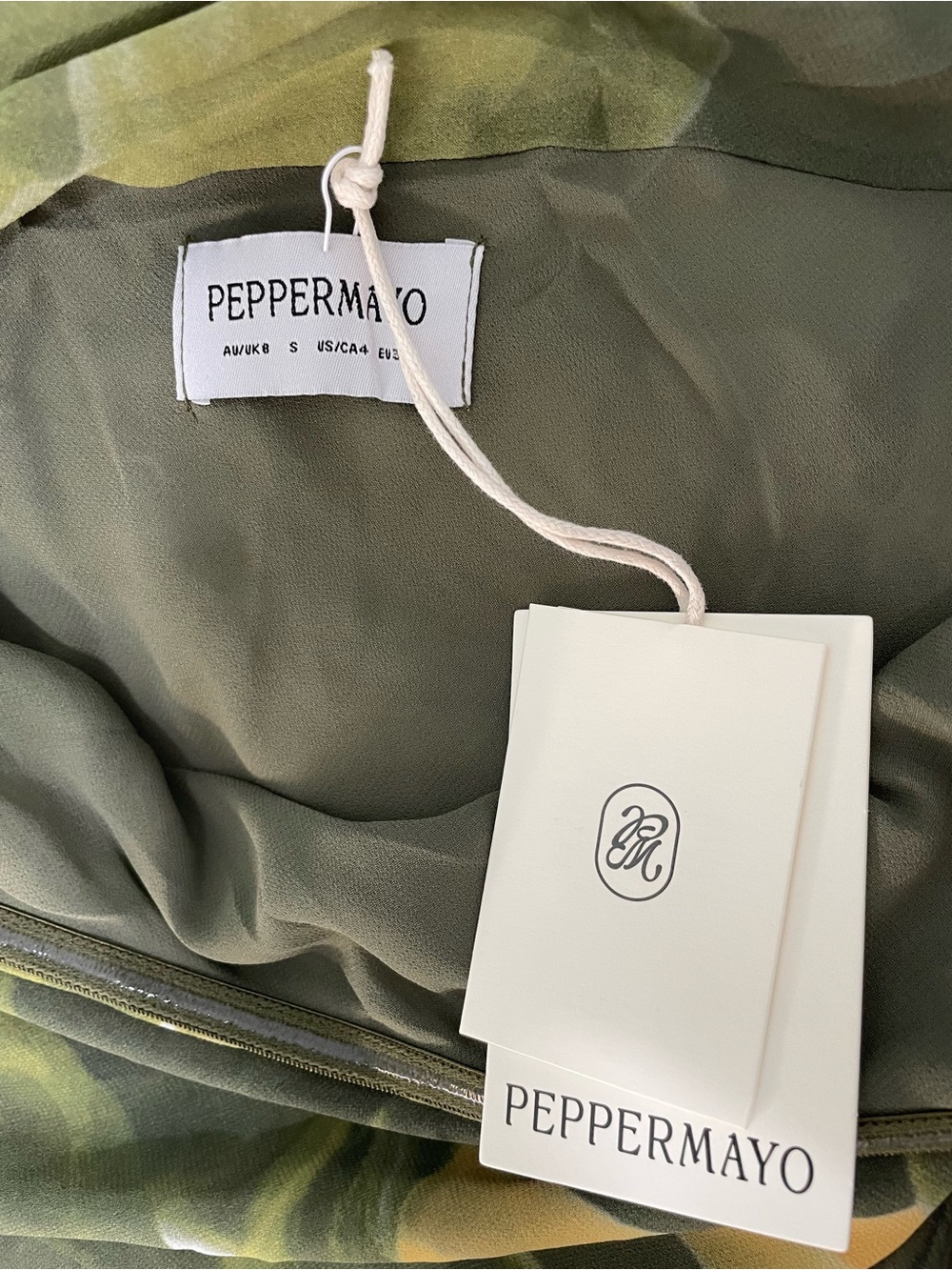 Peppermayo Olive Green Floral Tropical Leaves Strapless Nettle Maxi Dress - Picture 8 of 13